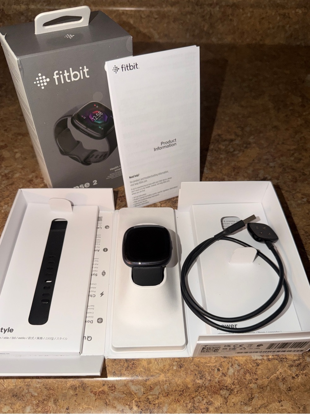 Fitbit Sense 2 Google Smartwatch Black Excellent Condition With New Extra Bands